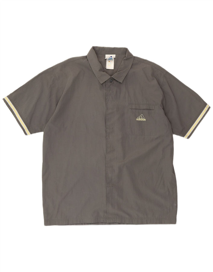 ADIDAS Camisa de manga corta para hombre UK 44/46 Grande Gris Algodón