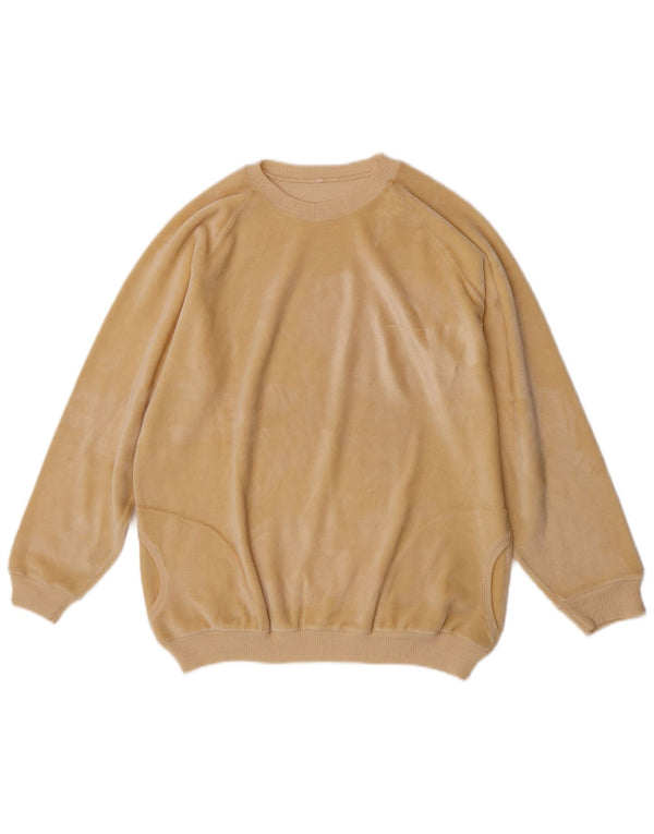 Vintage mujer Velour sudadera Jumper IT 50 XL Amarillo
