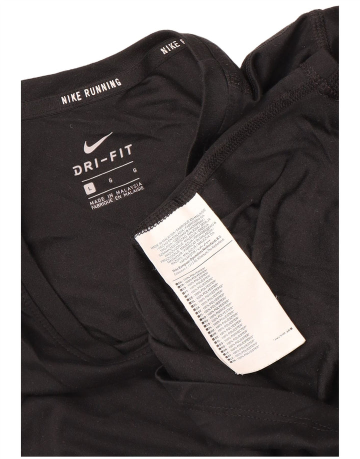 Nike - Camiseta para correr Dri Fit para mujer, talla 40, talla grande, poliéster negro