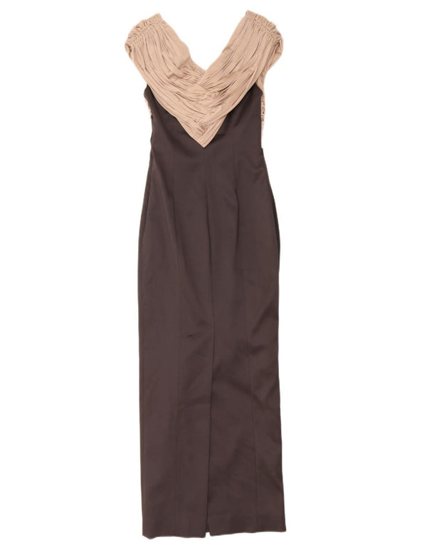 Karen Millen Vestido largo sin mangas para mujer UK 40 Pequeño gris Colorblock