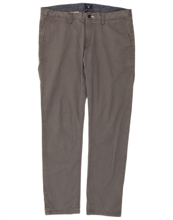 GANT Pantalón chino recto para hombre W36 L34 Algodón gris