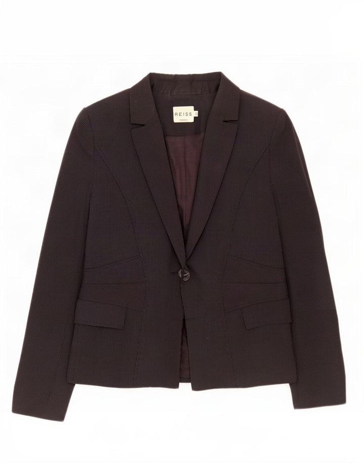 Chaqueta tipo blazer de 1 botón para mujer Reiss UK 8 Small Viscosa a rayas negras