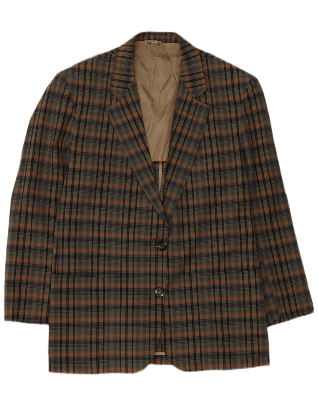 Ingram - Chaqueta tipo blazer Azimut para mujer, 2 botones, IT 48 XL, algodón a cuadros verdes