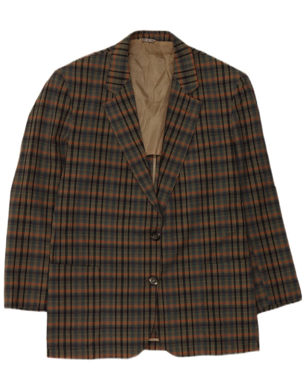 Ingram - Chaqueta tipo blazer Azimut para mujer, 2 botones, IT 48 XL, algodón a cuadros verdes