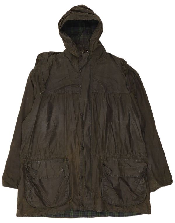 Barbour Chaqueta de algodón encerado con capucha Durham para hombre Reino Unido 42 Algodón caqui grande