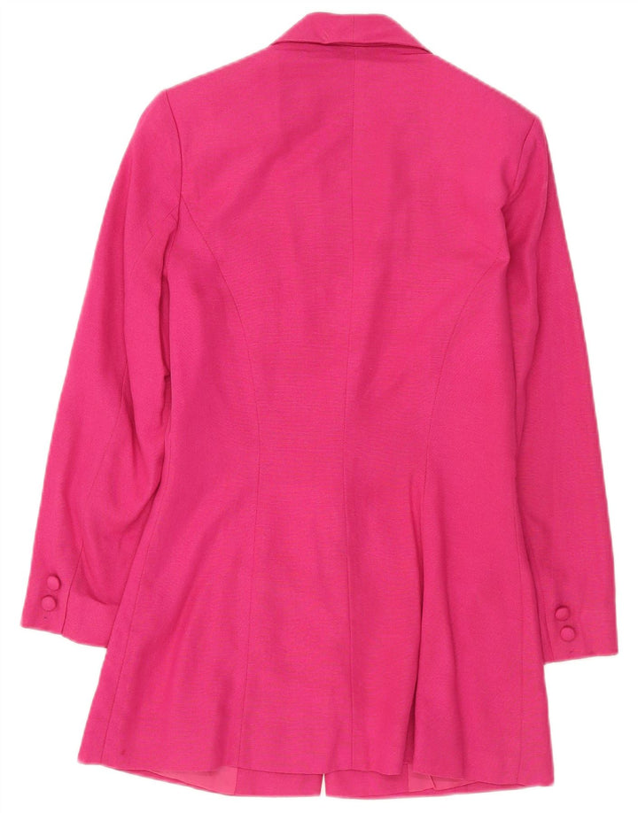 Vintage mujer 3 botones Blazer chaqueta Reino Unido 8 pequeña viscosa rosa