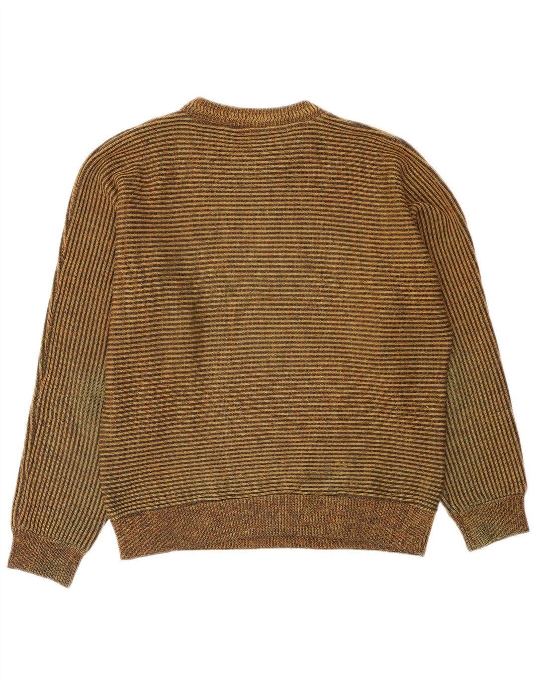 Vintage hombres cuello redondo jersey suéter medio multicolor rayas