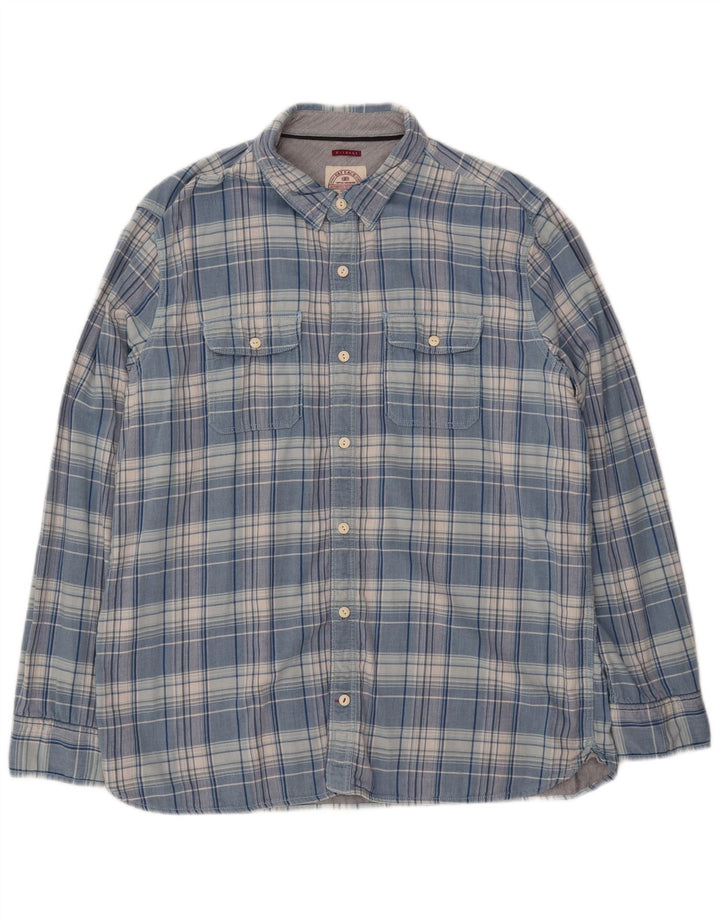 FAT FACE Mens Flannel Shirt XL Blue Check Cotton