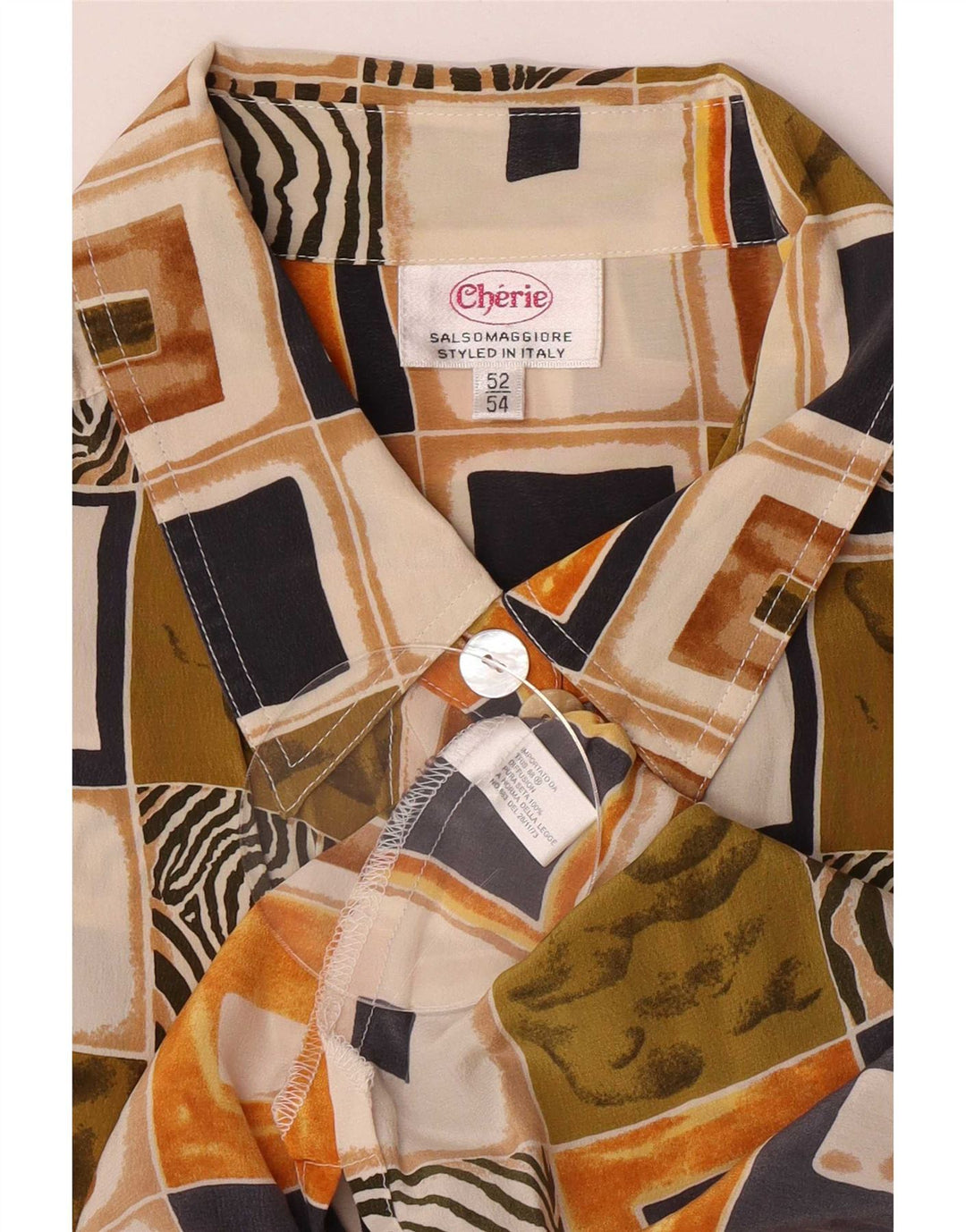 Camisa de manga corta para mujer Cherie IT 52/54 2XL Multicolor Patchwork Retro