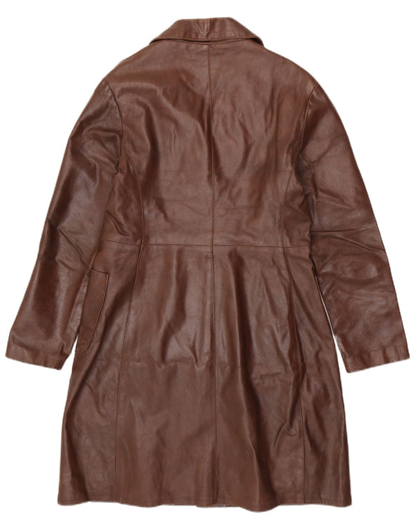 VINTAGE Abrigo de cuero para mujer Reino Unido 18 XL Cuero marrón