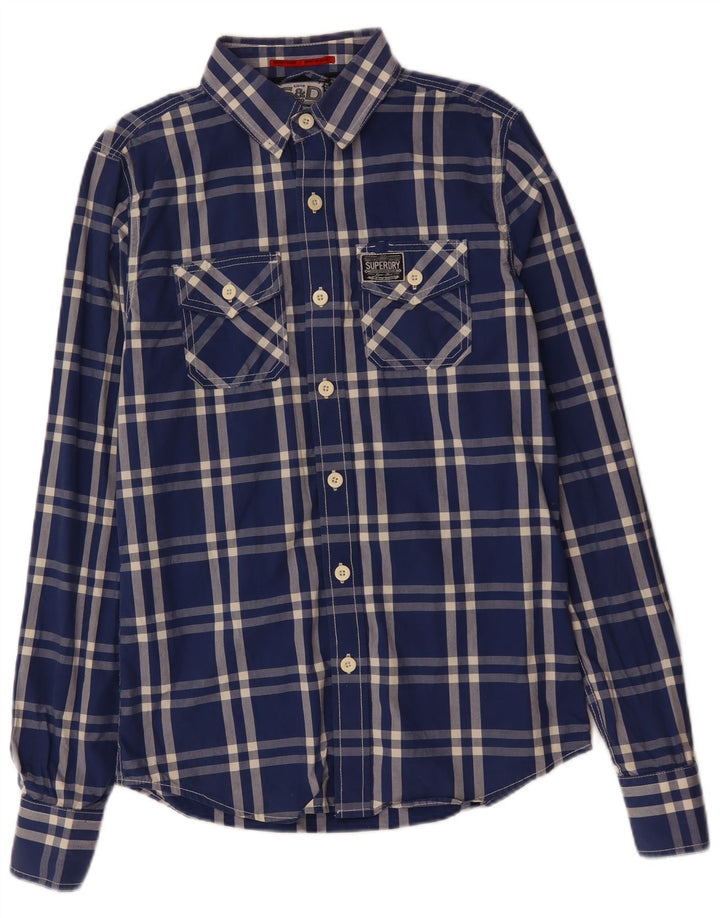 Camisa SUPERDRY Hombre Algodón A Cuadros Azul Medio