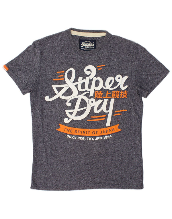 SUPERDRY Camiseta gráfica para hombre Top pequeño de algodón moteado en azul marino
