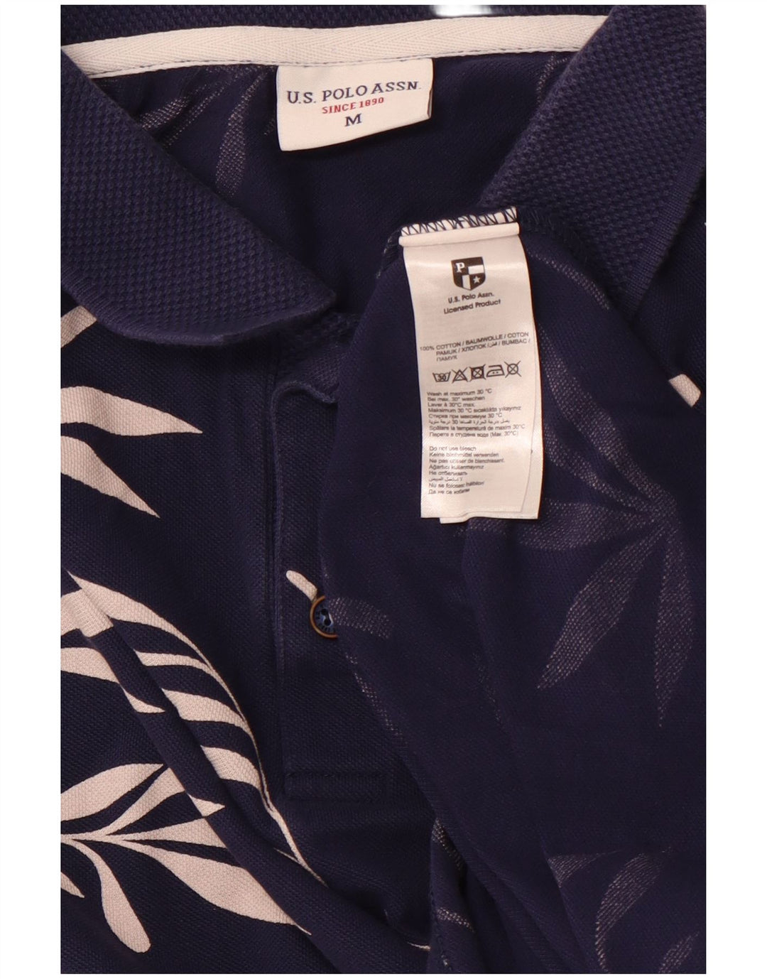 ASSN DE POLO DE EE. UU. Polo Hombre Azul Marino Medio Algodón Floral