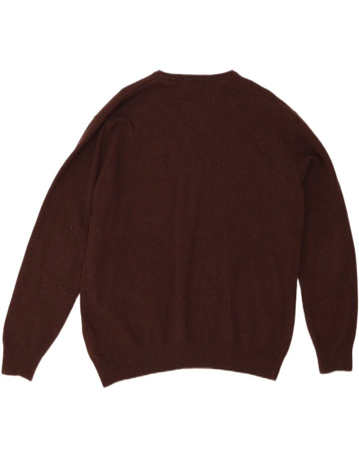 KAPPA Mens V-Neck Jumper Sweater XL Brown Lambswool Vintage Kappa and Second-Hand Kappa from Messina Hembry 