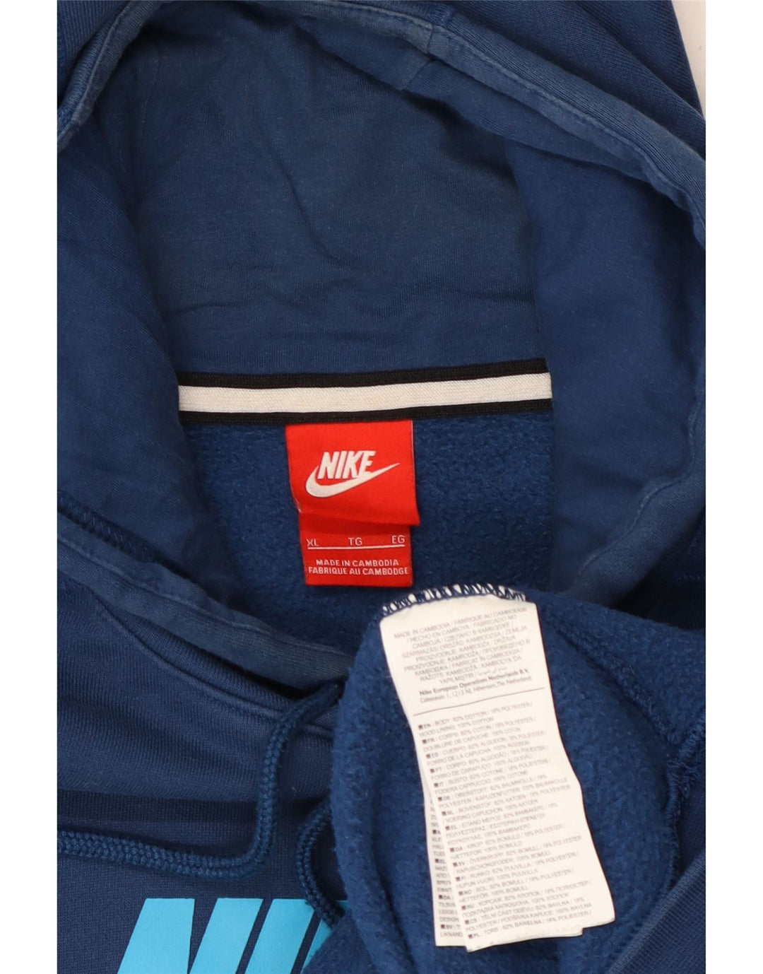 NIKE Hombre Air Graphic Sudadera con Capucha Jumper XL Azul Marino Algodón