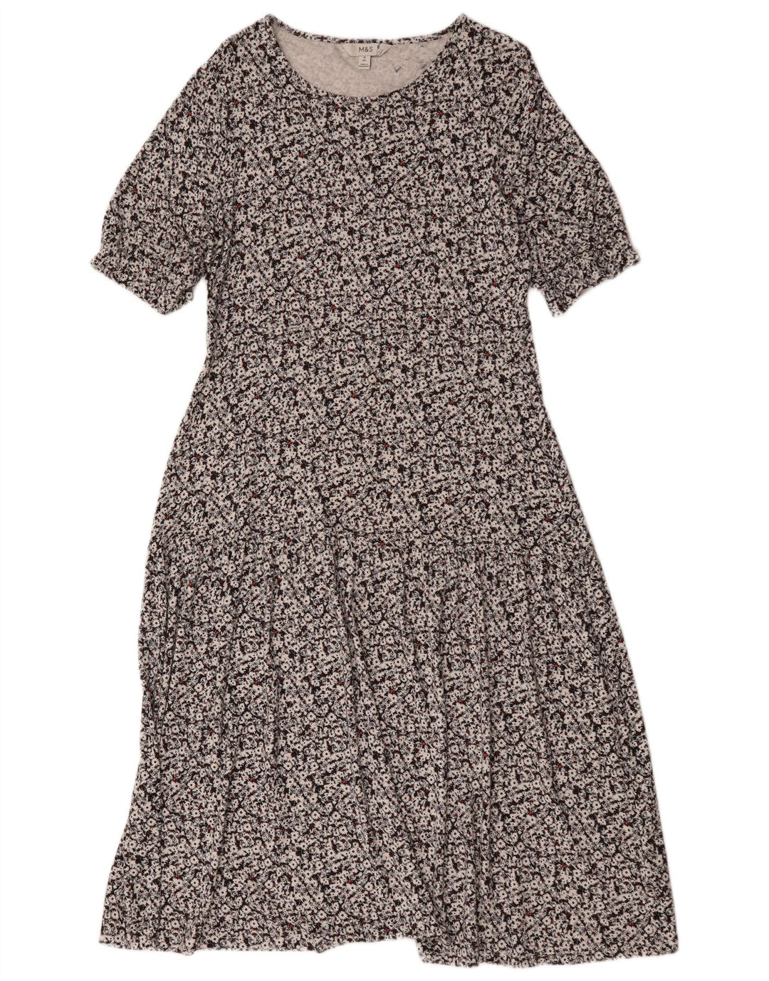 Marks & Spencer Vestido largo para mujer UK 44 Viscosa floral negra mediana