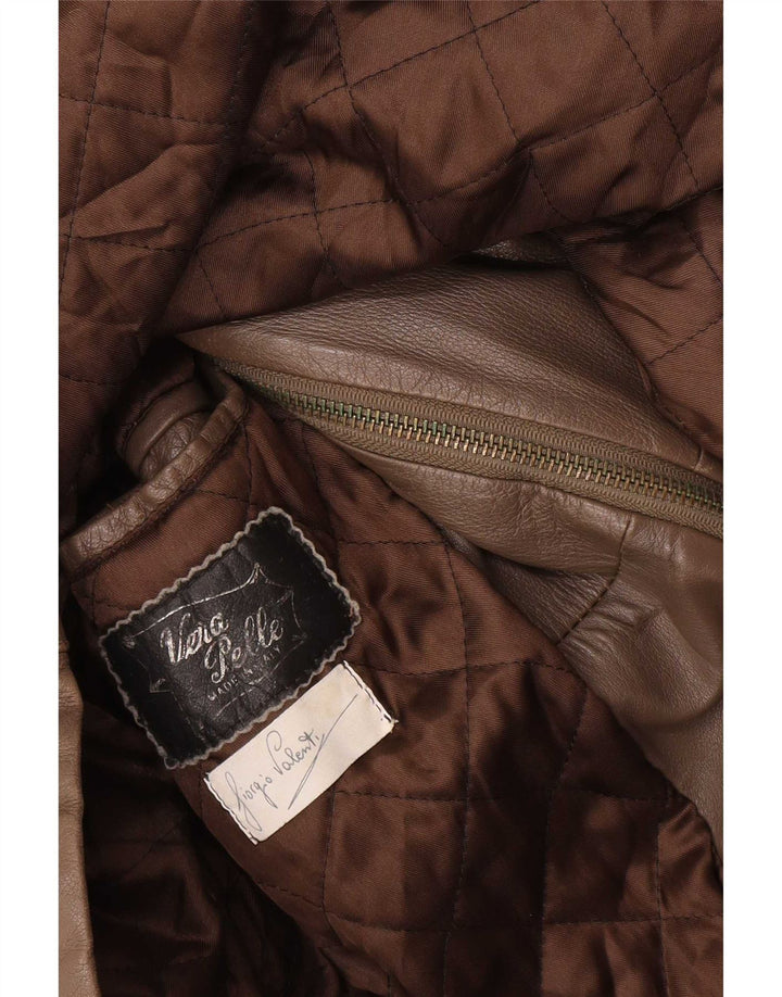 Vintage hombres chaqueta de cuero militar Reino Unido 40 marrón grande