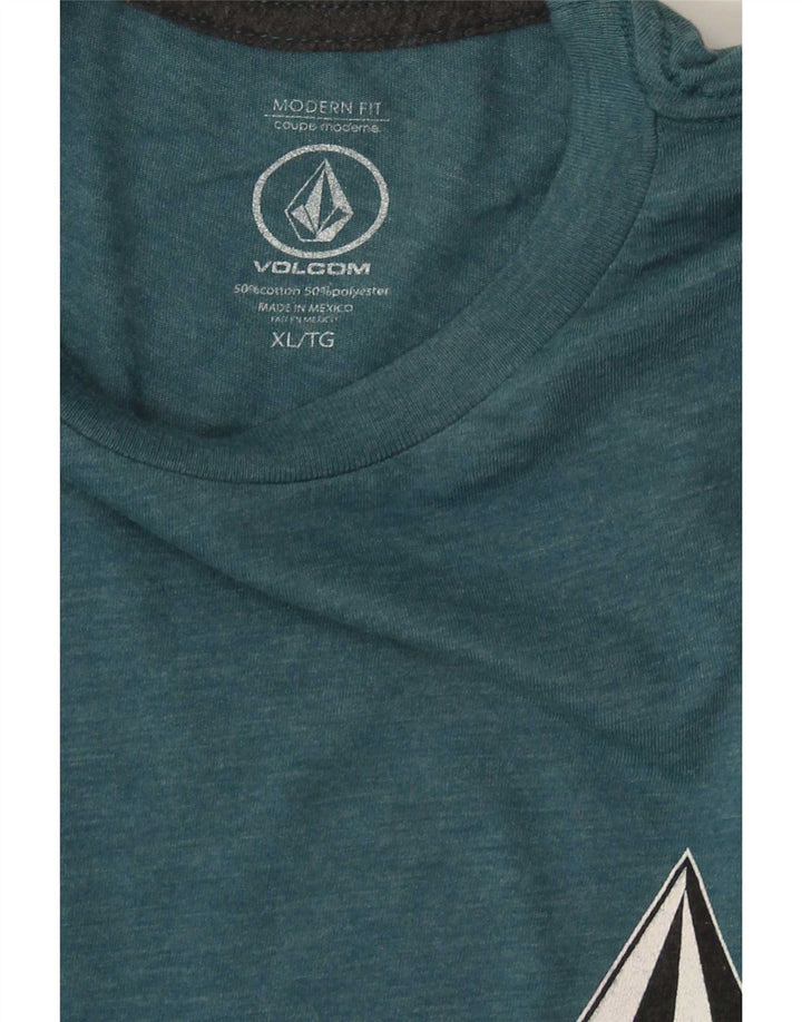 Volcom Hombre Modern Fit Graphic Top Manga Larga XL Algodón Azul