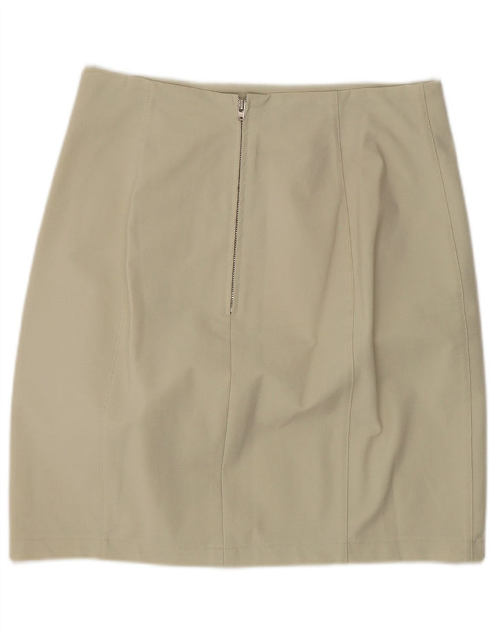 Vintage Mujer Mini Falda Grande W30 Poliamida Beige