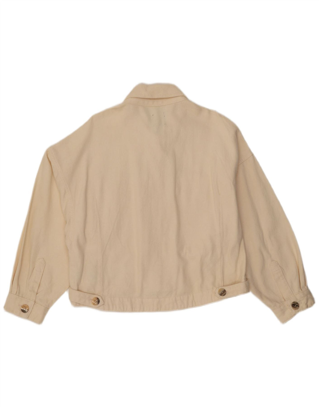 Zara Mujer Crop Chaqueta Vaquera Extragrande UK 46 Grande Algodón Blanco Roto