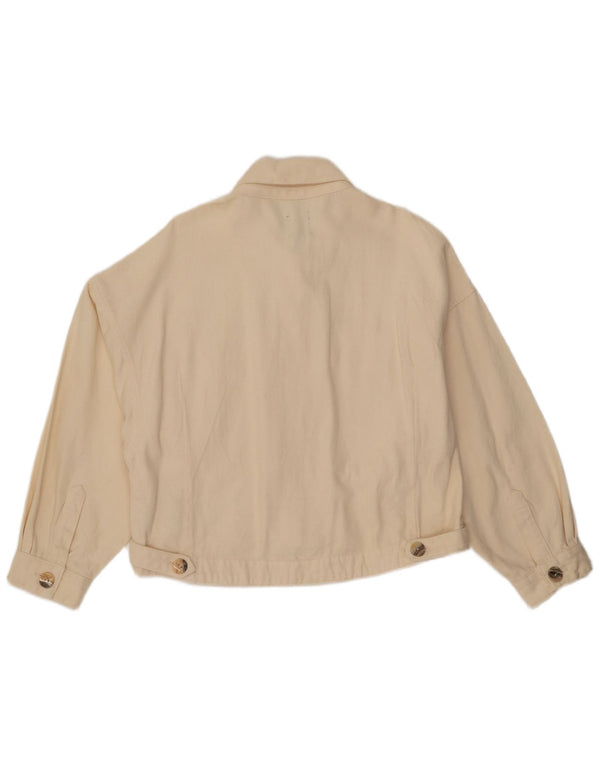 Zara Mujer Crop Chaqueta Vaquera Extragrande UK 46 Grande Algodón Blanco Roto