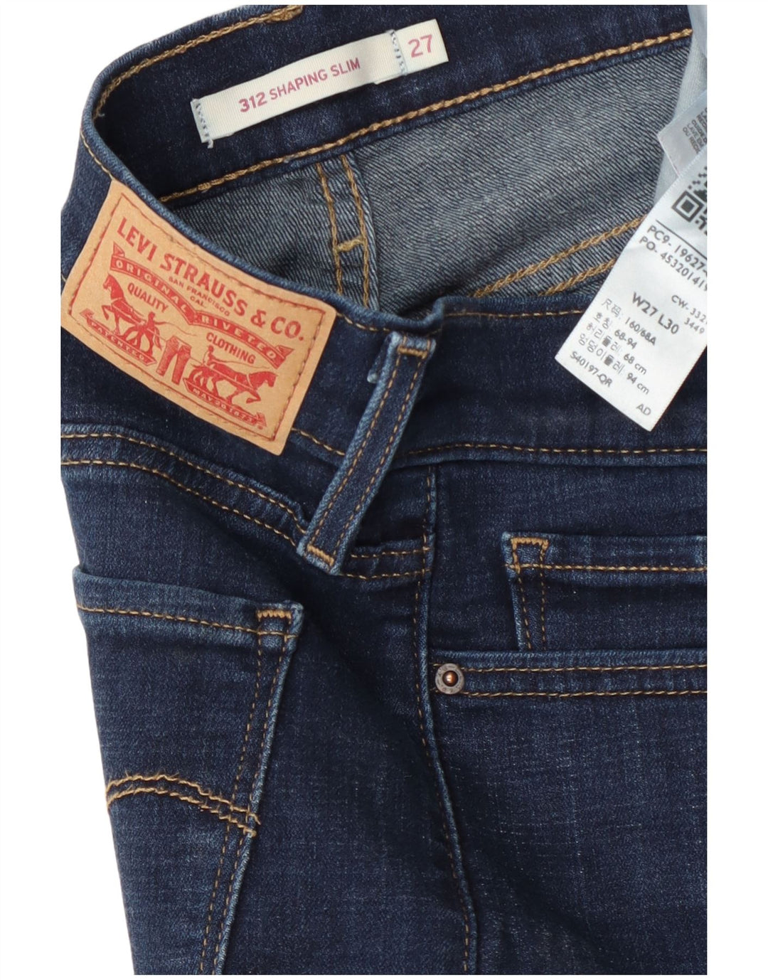Levi's Mujer 312 Shaping Slim Jeans W27 L30 Algodón Azul Marino