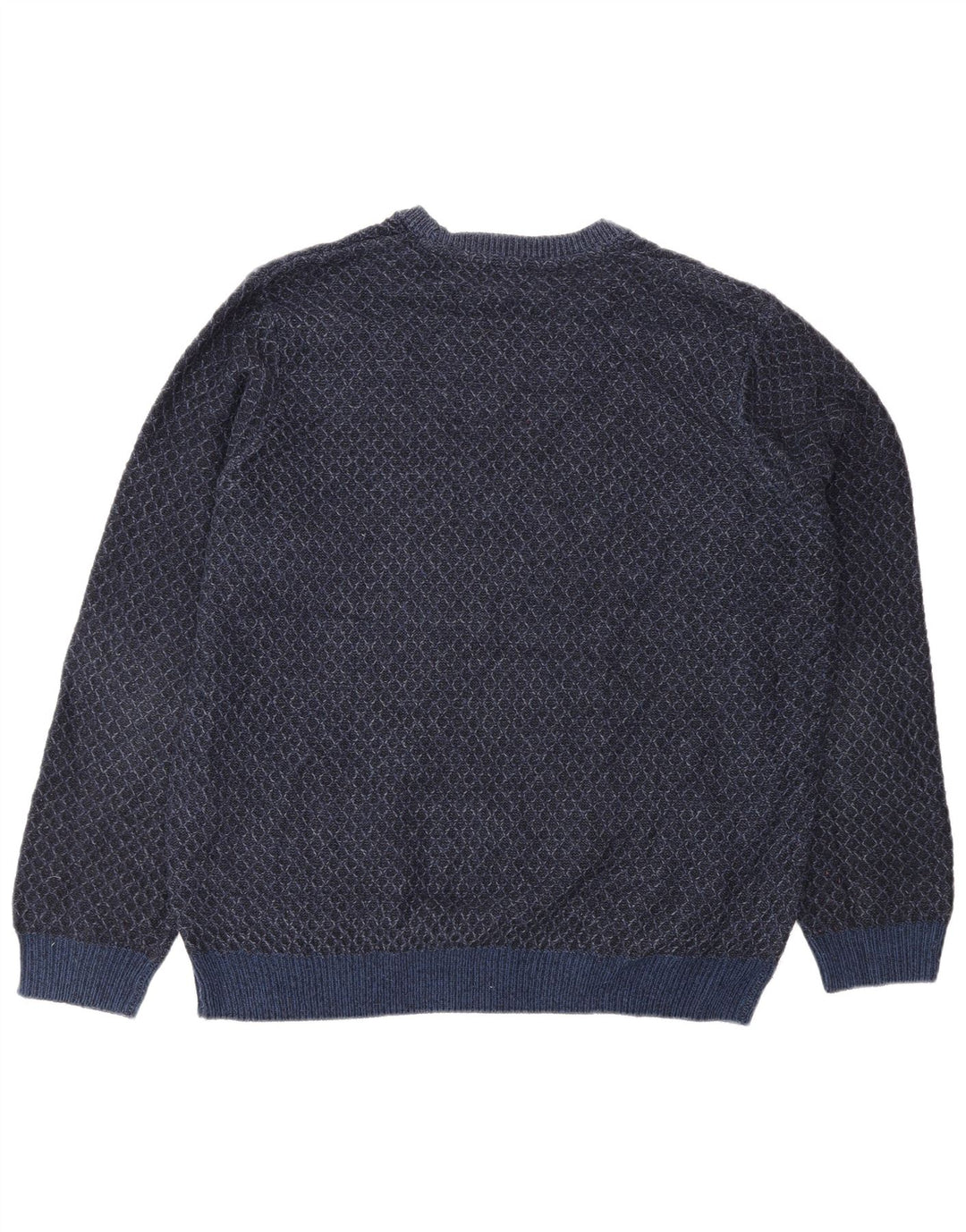 Marks & Spencer Jersey de Cuello Redondo para Hombre XL Azul Marino Geométrico