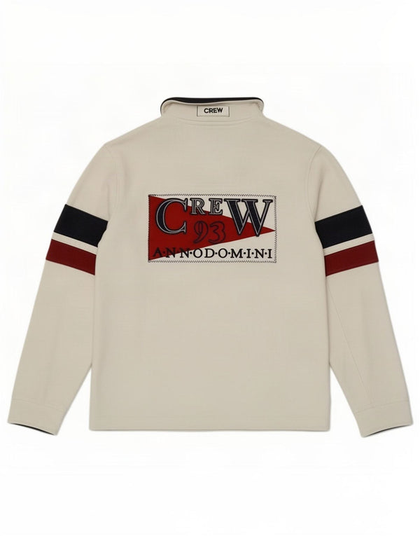 Crew Clothing Sudadera con cuello con cremallera y estampado gráfico para hombre Jersey Rayas blancas medianas