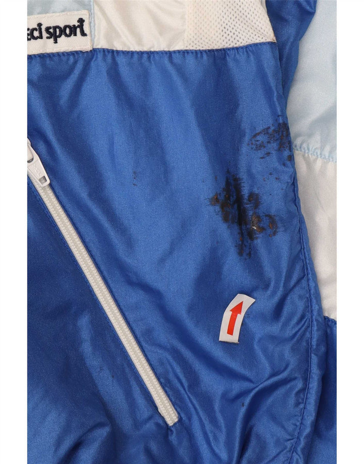 Chaqueta superior de chándal de gran tamaño vintage para mujer IT 44 Bloque de color azul medio