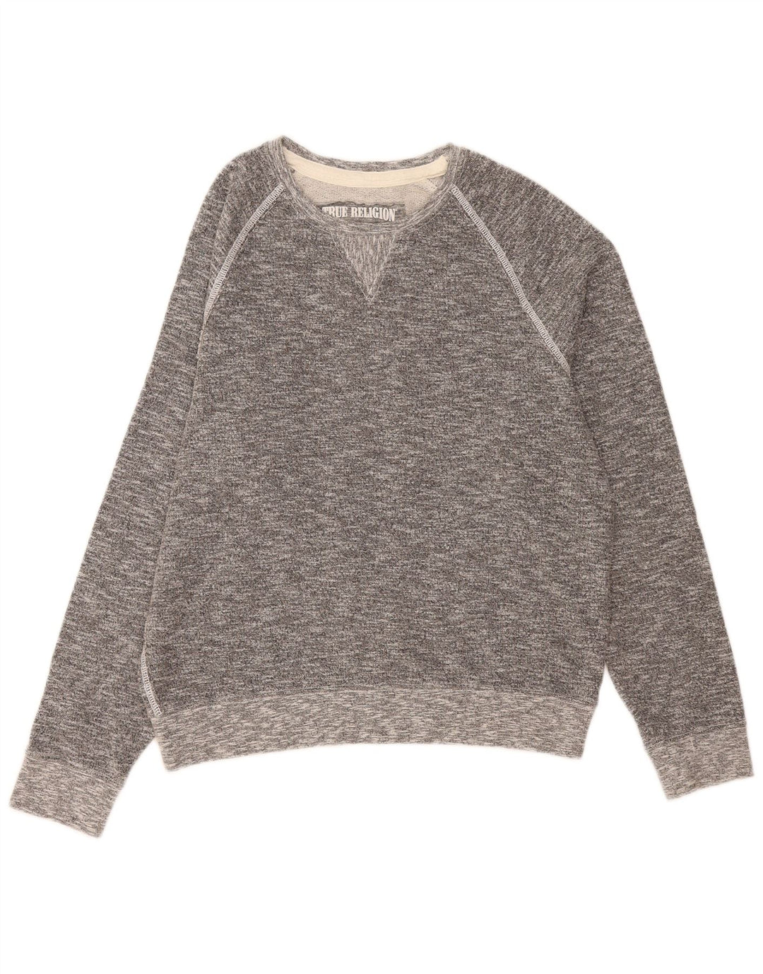 True Religion Sudadera para hombre Jumper XL Algodón moteado gris