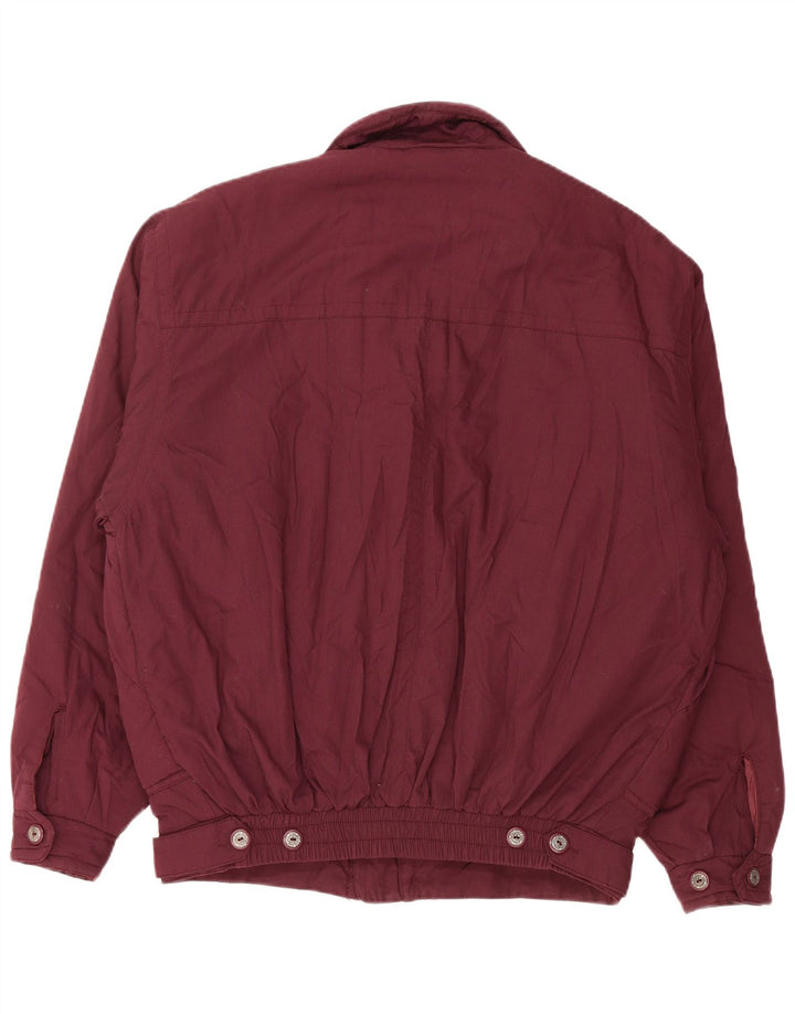 VINTAGE Chaqueta acolchada para hombre IT 50 Poliéster burdeos grande