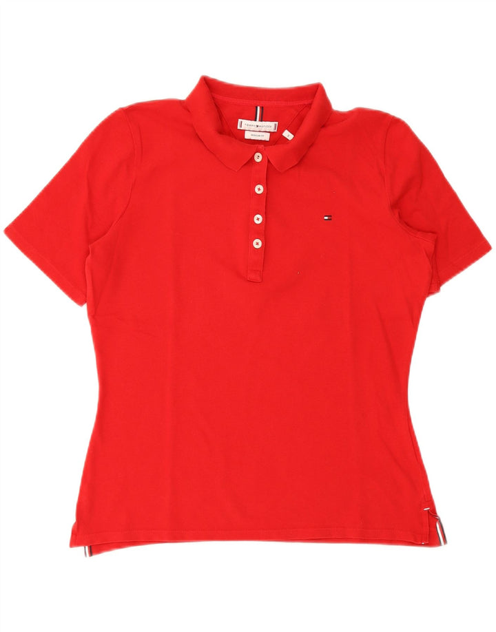 Tommy Hilfiger Polo de corte regular para mujer, talla 40, talla M, color rojo