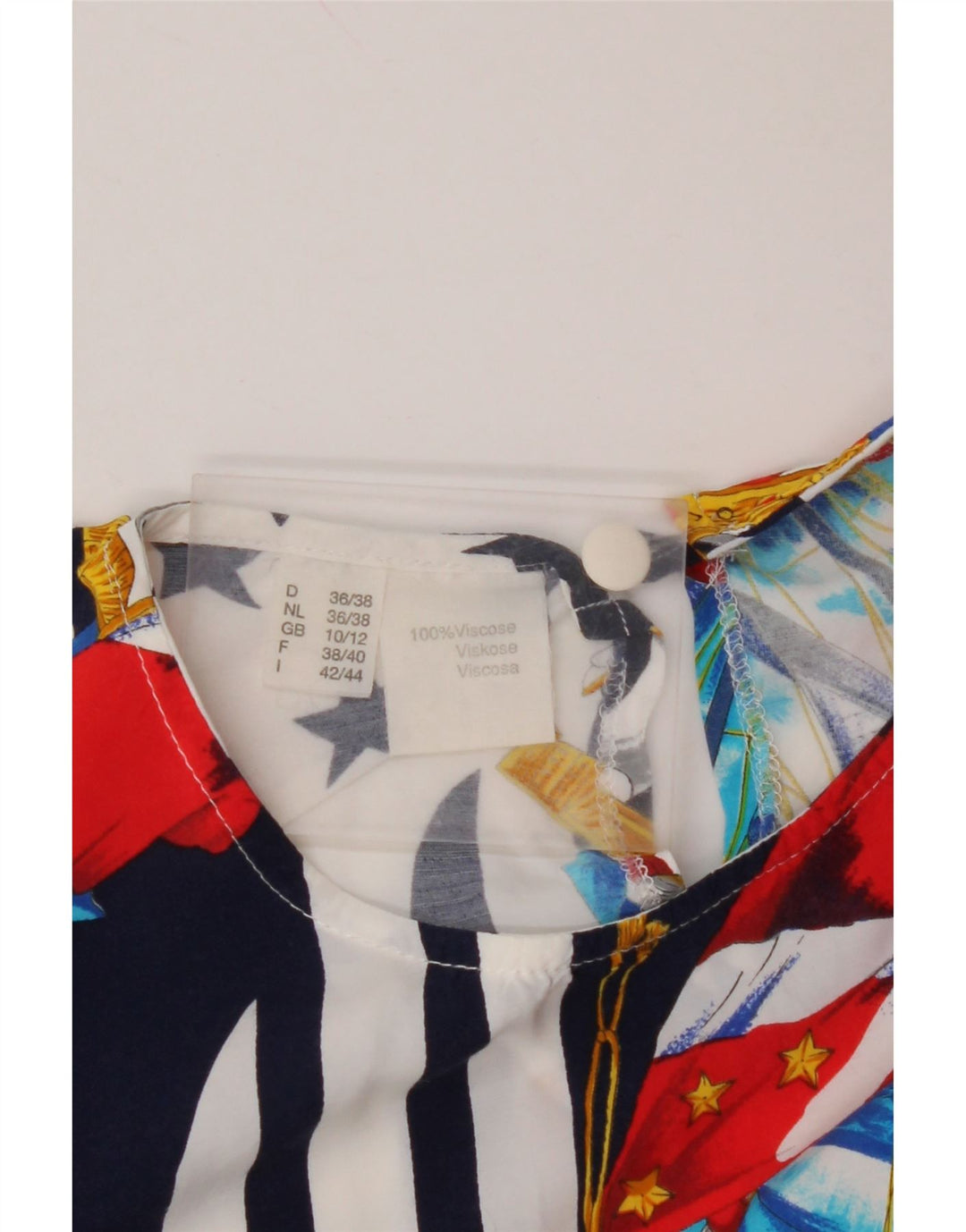 VINTAGE Blusa de mujer Top Reino Unido 10/12 Bloque de color azul marino medio