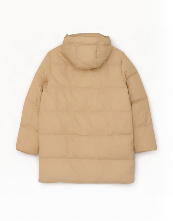 Zara Mujer Abrigo Acolchado Extragrande Con Capucha UK 6 XS Poliéster Beige