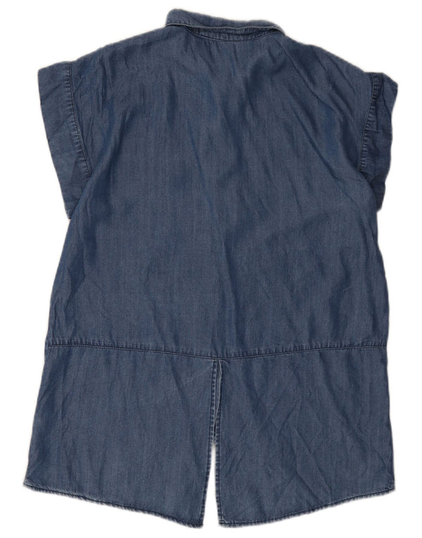 Oasis Blusa vaquera de manga corta para mujer UK 10 Small Blue Lyocell