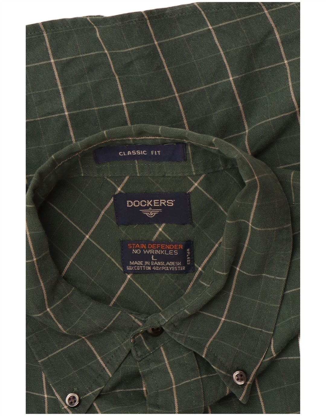 Dockers Camisa de corte clásico para hombre de algodón a cuadros verdes grandes