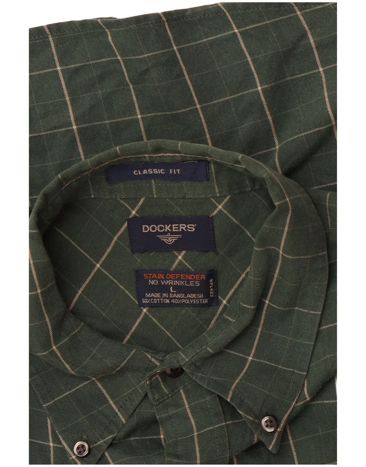 Dockers Camisa de corte clásico para hombre de algodón a cuadros verdes grandes