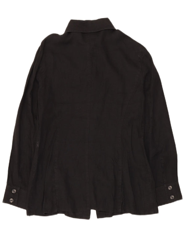 LUISA SPAGNOLI Womens Oversized Shirt Blouse UK 10 Small Black Flax