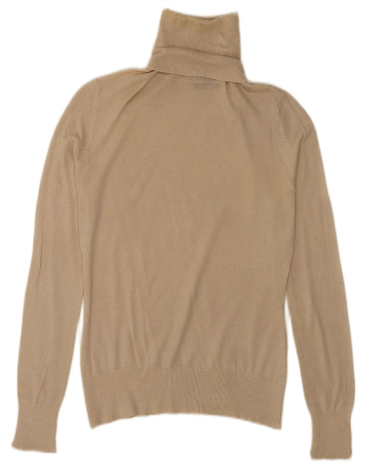 Massimo Dutti Jersey con cuello vuelto para mujer UK 10 Small Beige Seda
