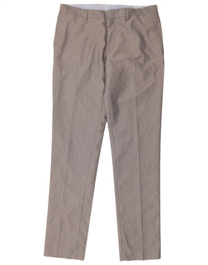 Zara Pantalón de traje ajustado para hombre EU 40 Medium W31 L33 Poliéster gris