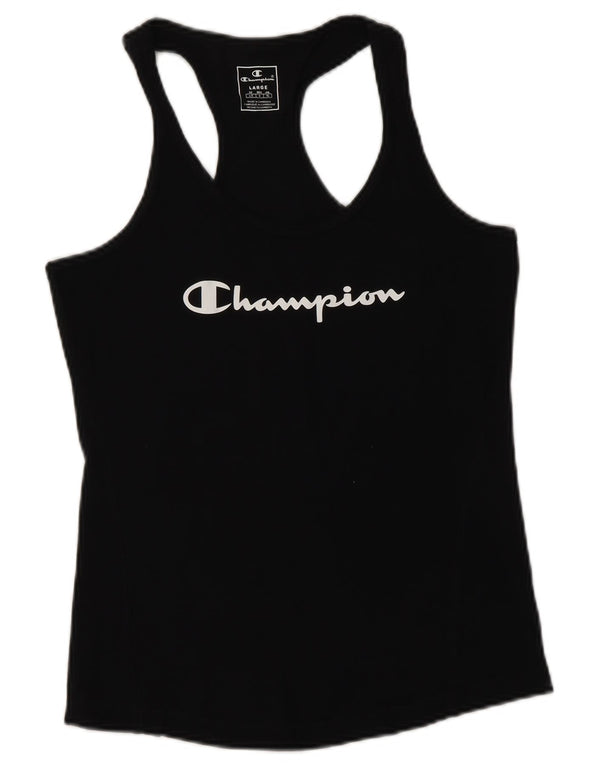 CHAMPION Top sin mangas gráfico para mujer UK 40 Grande Negro