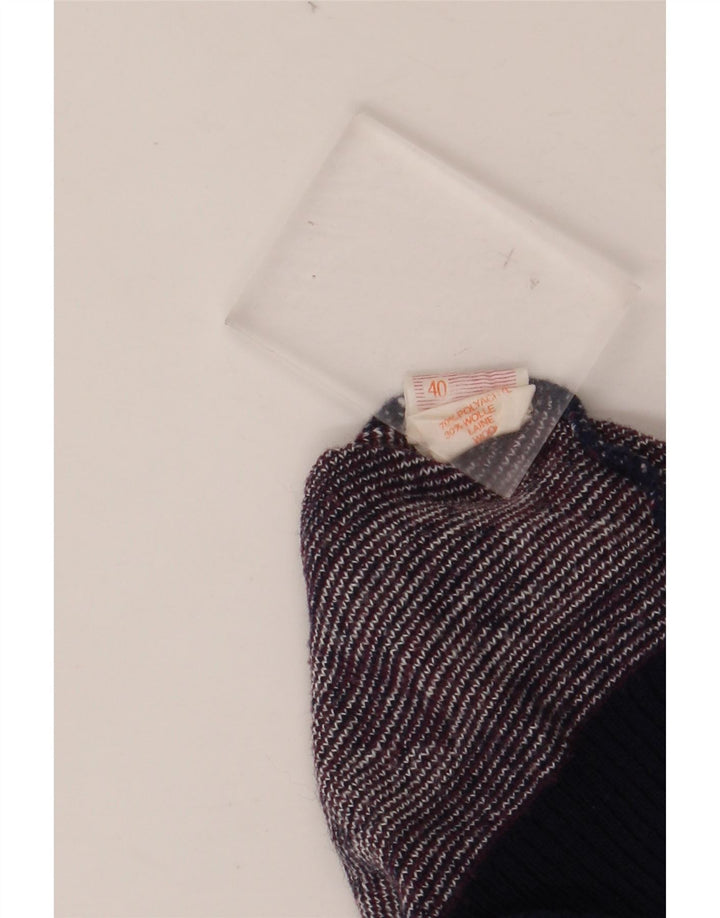 VINTAGE Hombres Crew Neck Jumper Suéter Reino Unido 40 Medio Borgoña Fair Isle