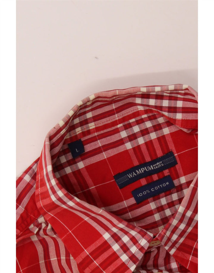 Wampum Camisa De Hombre Grande A Cuadros Rojos De Algodón