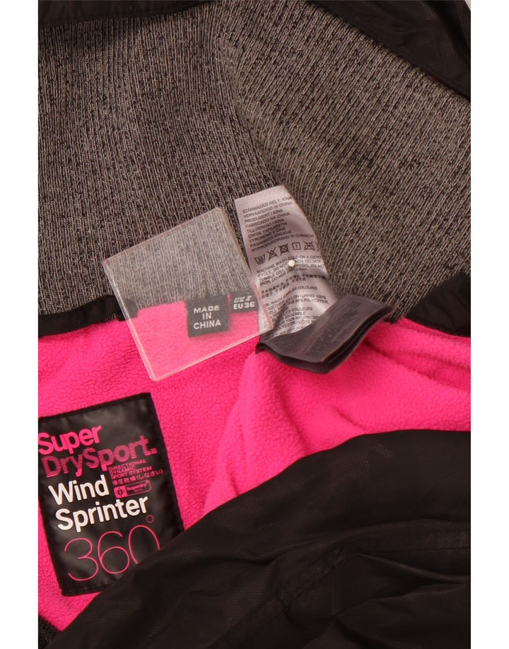 SUPERDRY Chaqueta anorak con capucha y gráfico para mujer UK 8 Small Black Nylon