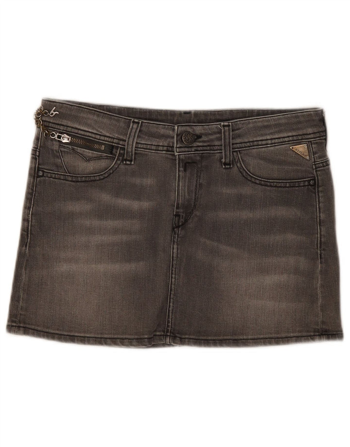 Minifalda Vaquera Replay Mujer W28 Algodón Gris Medio