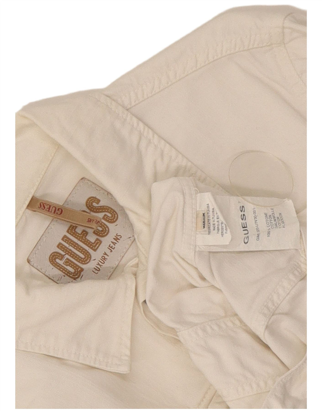 Guess Chaqueta Vaquera para Mujer UK 44 Algodón Blanco Mediano