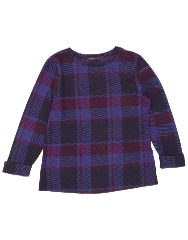 Marks & Spencer Top para mujer manga 3/4 UK 10 Small Navy Blue Check