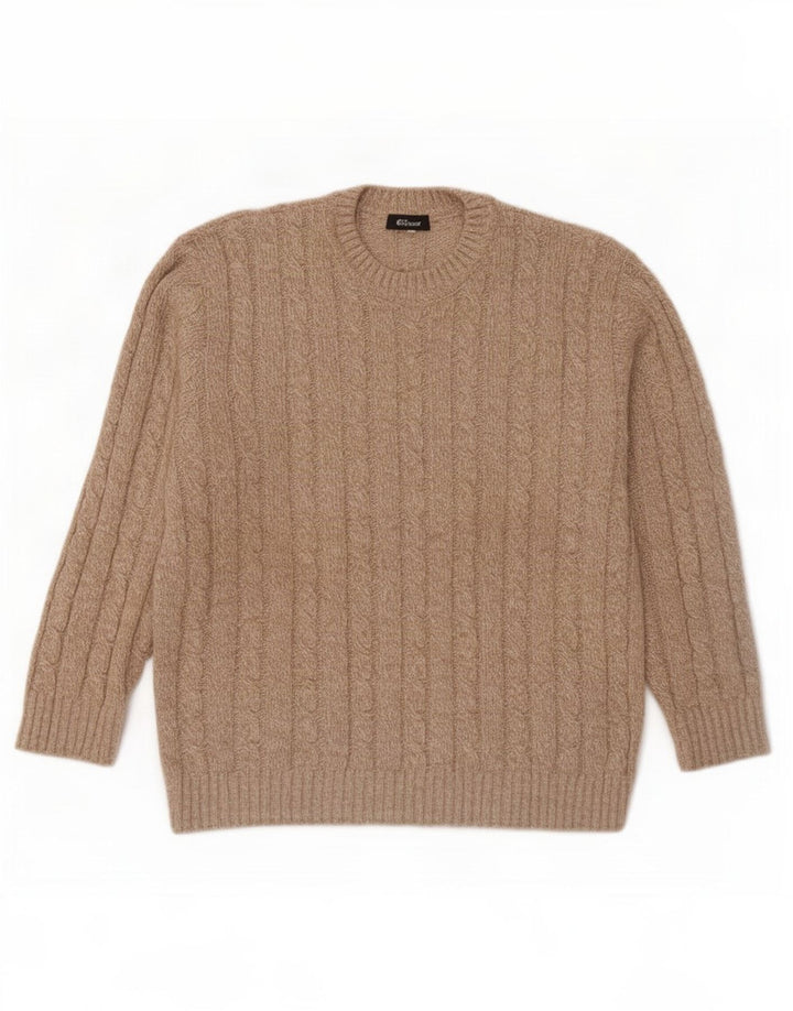Lebole Jersey De Cuello Redondo Para Hombre IT 50 Medium Beige Lana Moteada