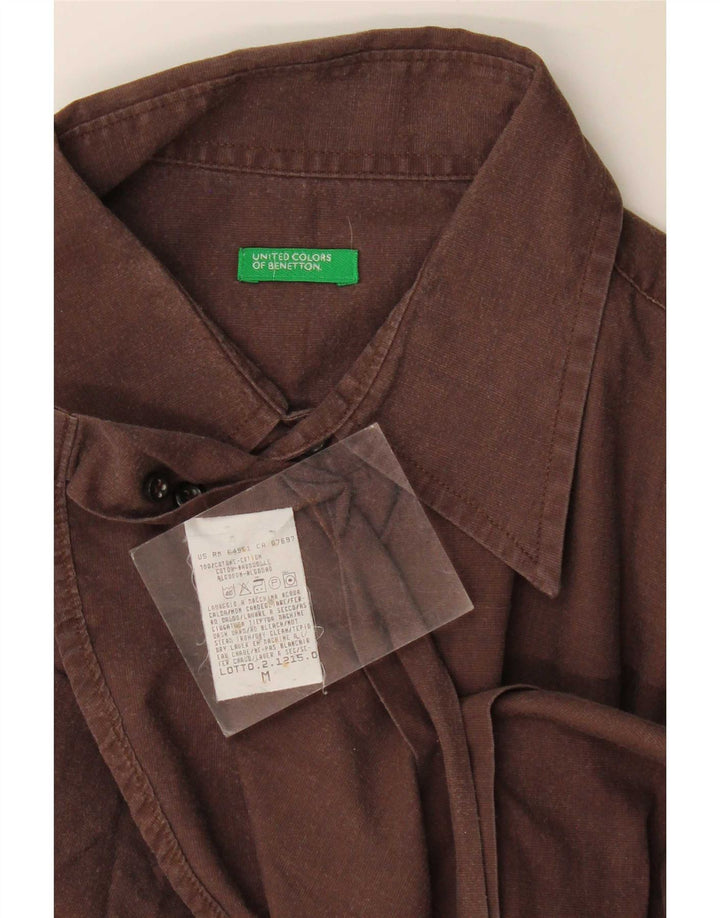Camisa Benetton Hombre Algodón Burdeos Medio