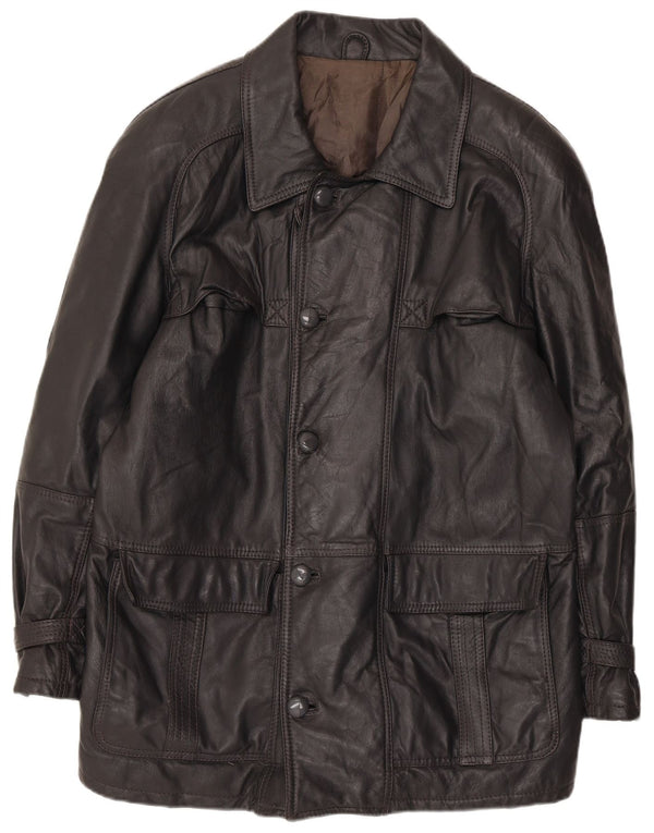 Chaqueta de cuero vintage para hombre IT 52 XL Gris